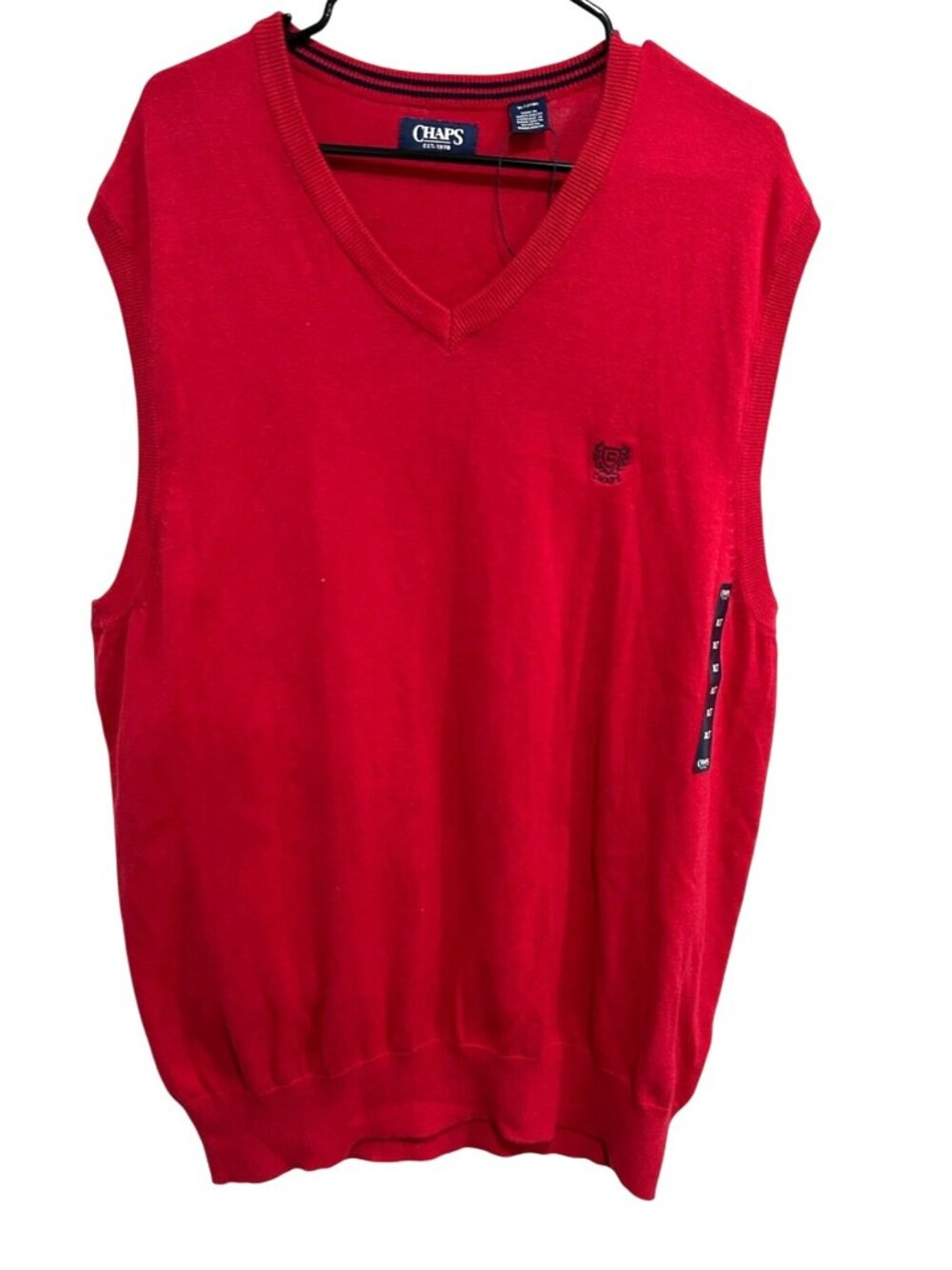 Chaps NEW XLT Red V-Neck Sleeveless Sweater Vest Classic Knit Preppy Old Money